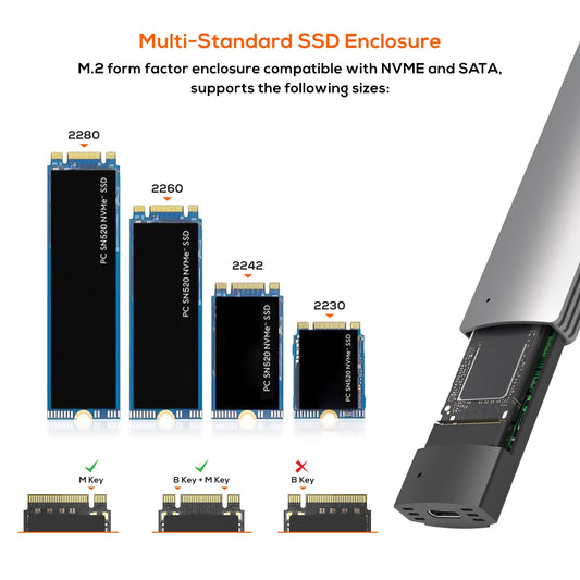 mbeat 10Gbps M.2 NVMe SATA SSD Enclosure Easily install Versatile Storage Opti image 1