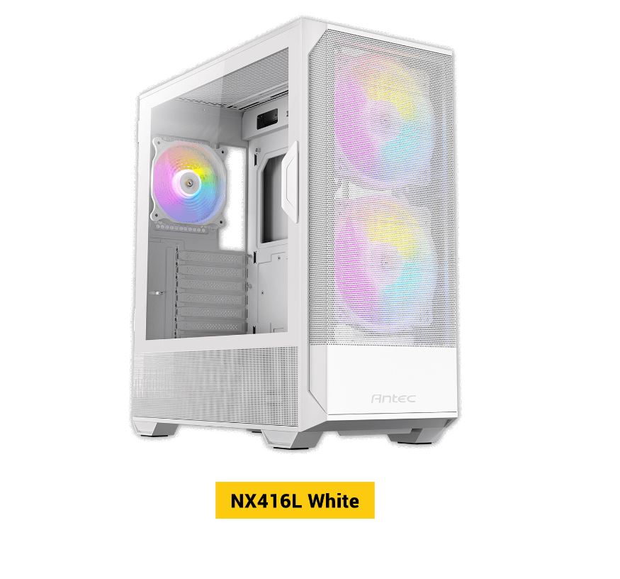 Antec NX416 Mesh White ATX. USB-C x1, USB 3.0 x. 2x ARGB 160mm + 1x ARGB 120mm F image 0