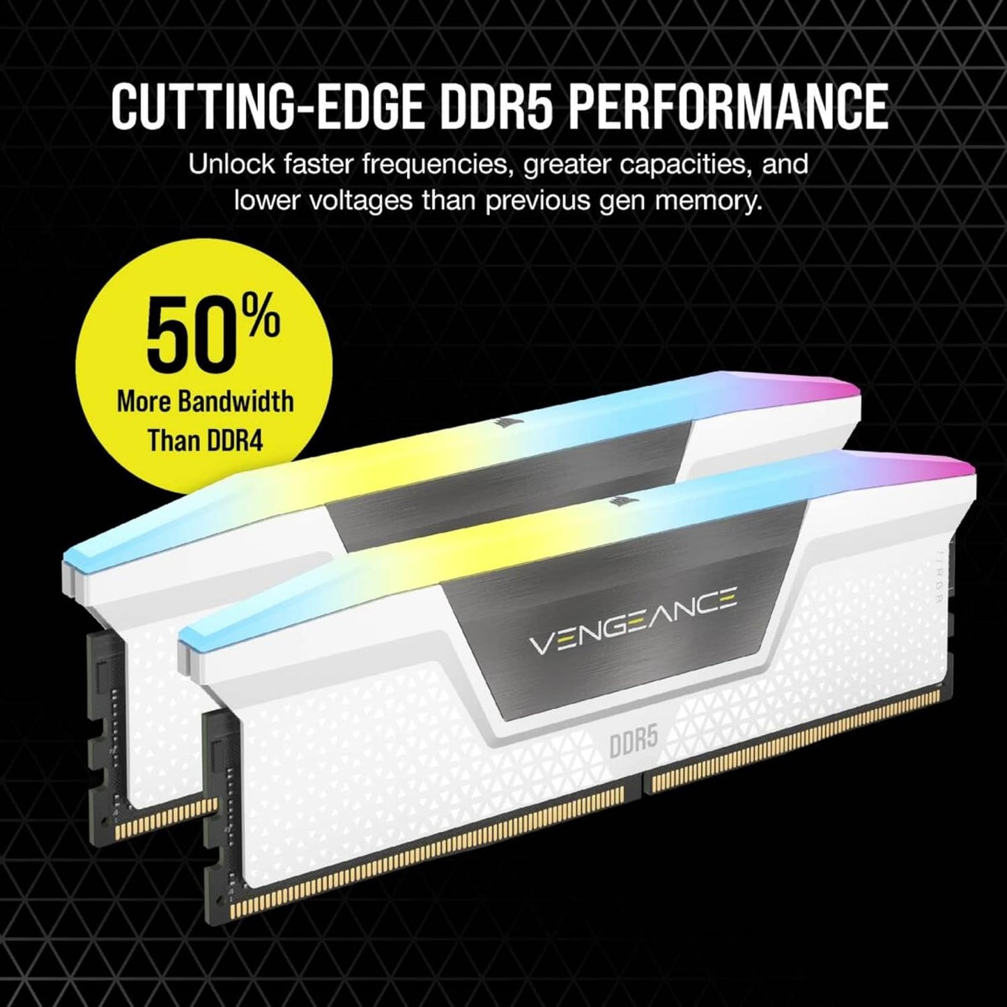 Corsair Vengeance RGB 32GB (2x16GB) DDR5 UDIMM 6400MHz C36 1.35V Desktop Gaming image 3