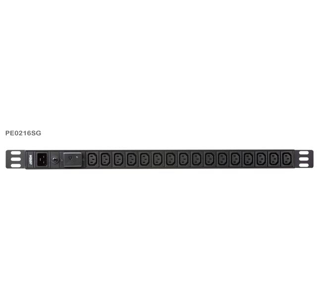 Aten 0U 16-port Basic PDU with Surge Protection, 100-240VAC, 16AMax, 50-60Hz, 16 image 0