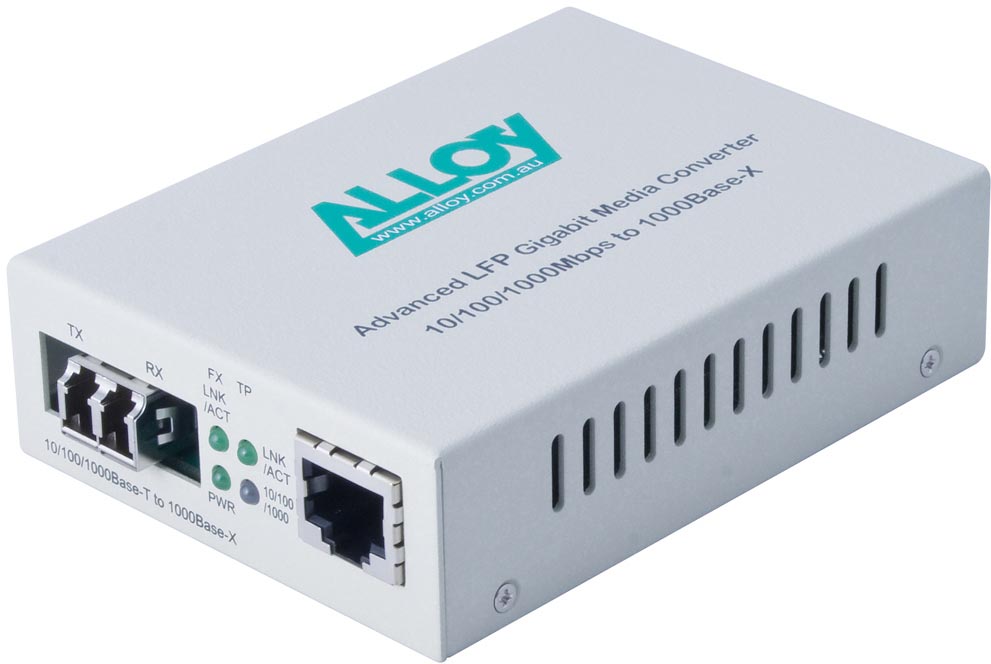 Alloy GCR2000LC 10/100/1000Base-T to Gigabit Fibre (LC) Converter with LFP via F image 0