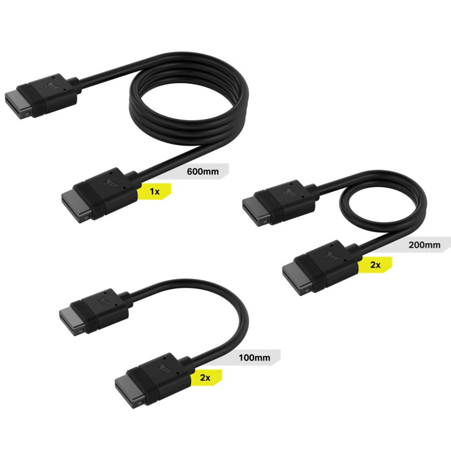 Corsair iCUE LINK Cable Kit - 100mm x 1, 200mm x 1, 600mm x 1 Black image 0