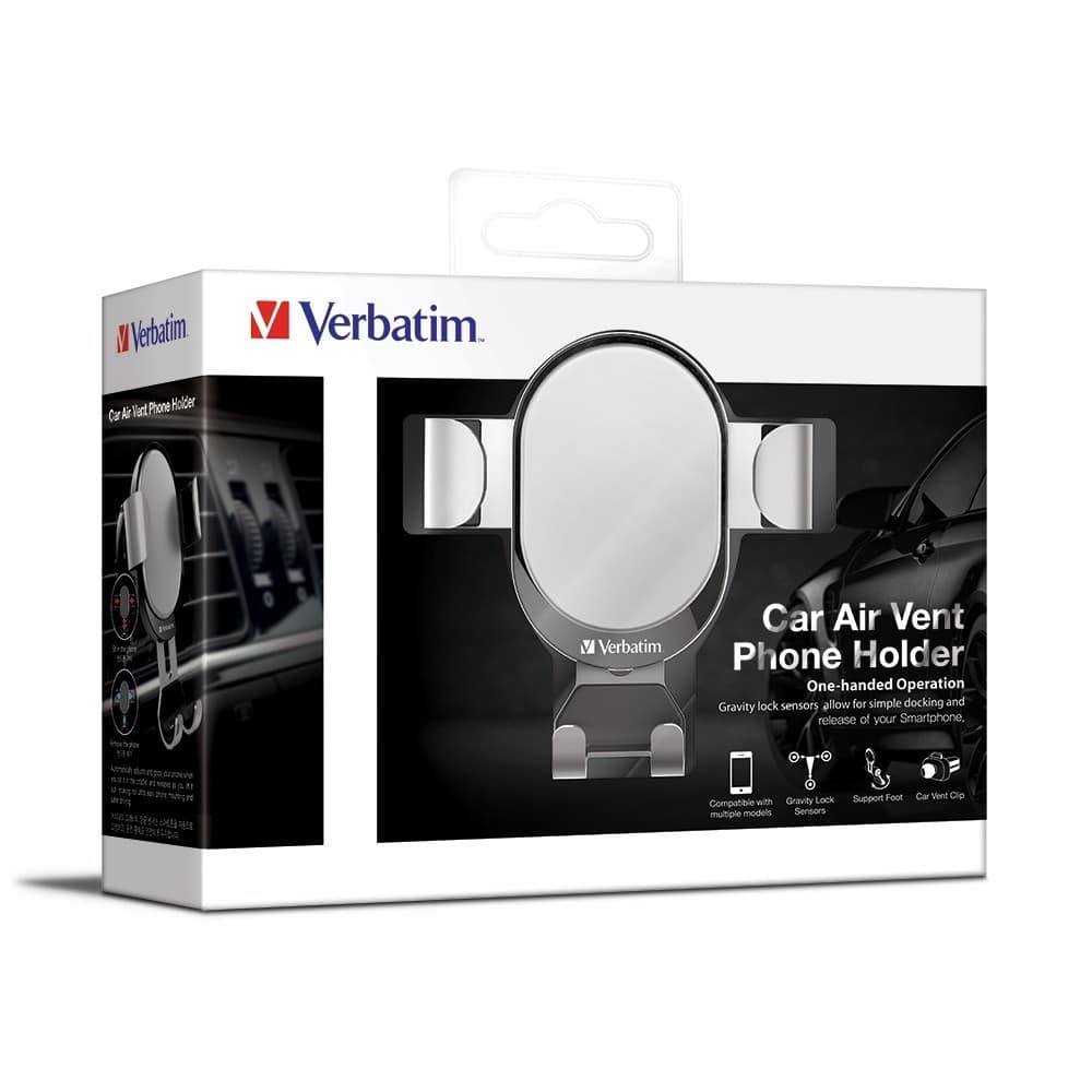 Verbatim Verbatim Car Air Vent Phone Holder Gravity with Grip - Silver image 3