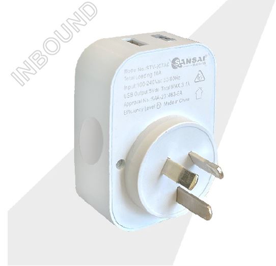 Sansai USB Travel Adaptor USB A + C 2xUSB Charging Outlets 100-240VAC 10A 2400W image 1