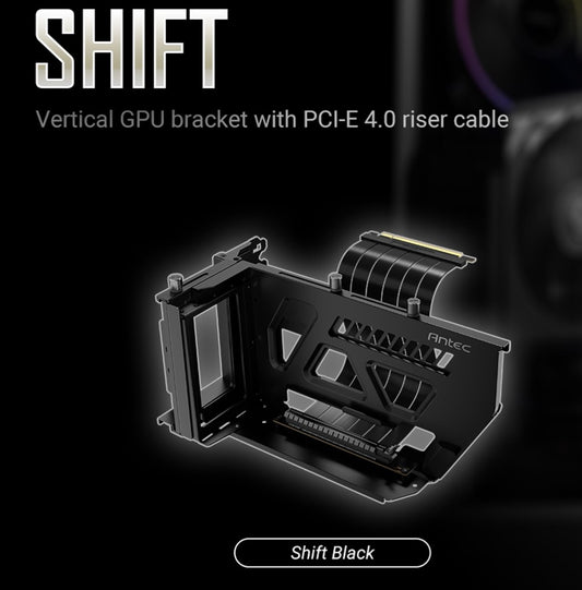 Antec Adjustable Vertical GPU Bracket and PCI-E 4.0 Riser Cable Kit (190mm) Blac image 0