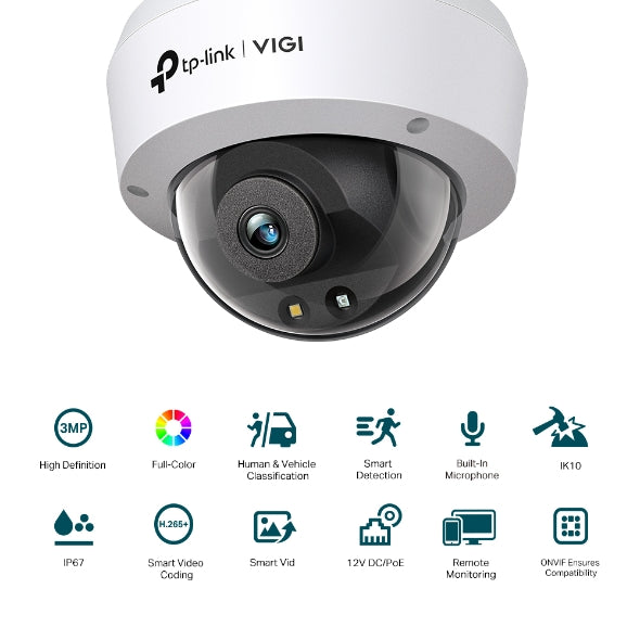 TP-Link VIGI 3MP C230(4mm) Full-Color Dome Network Camera, 4mm Lens, Smart Detec image 2