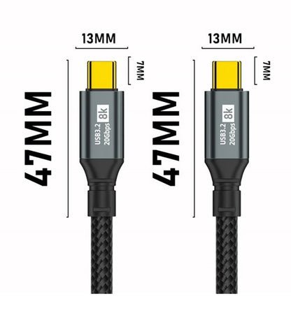 Oxhorn USB 3.2 Gen 2×2 3m USB-C to USB-C 20Gbps 8K@60Hz 20V 100W E-Marker Chip image 1