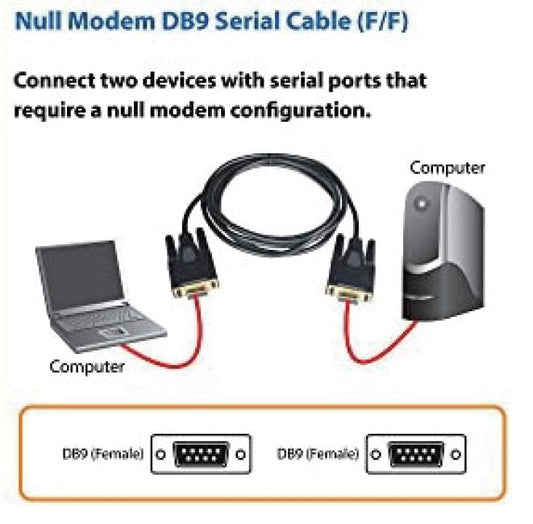 Astrotek 3m Serial RS232 Null Modem Cable - DB9 Female to Female 9 pin Wired Cro image 1