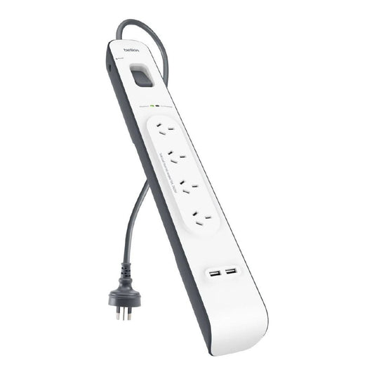 Belkin BSV401 4-Outlet 2-Meter Surge Protection Strip with two 2.4 amp USB charg image 0