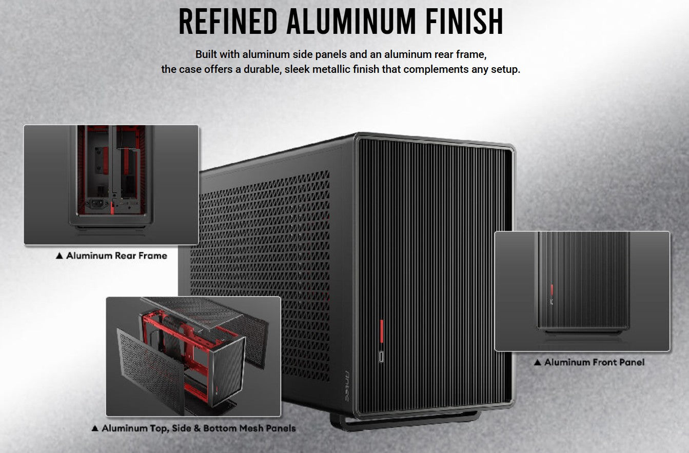 Antec Performance 1 M Black Mini-ITX Refined Aluminum Finish,  USB 3.1 Type-C, P image 3