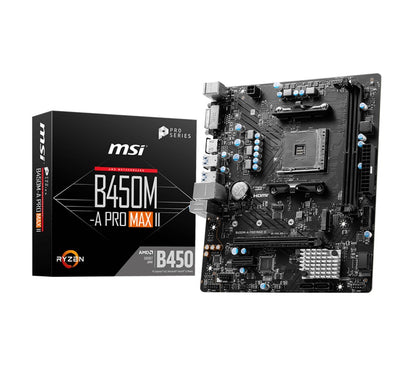 MSI B450M-A PRO MAX AMD M-ATX Motherboard - AM4 Ryzen, 2xDDR4, 4xSATAIII, M.2, 4 image 0