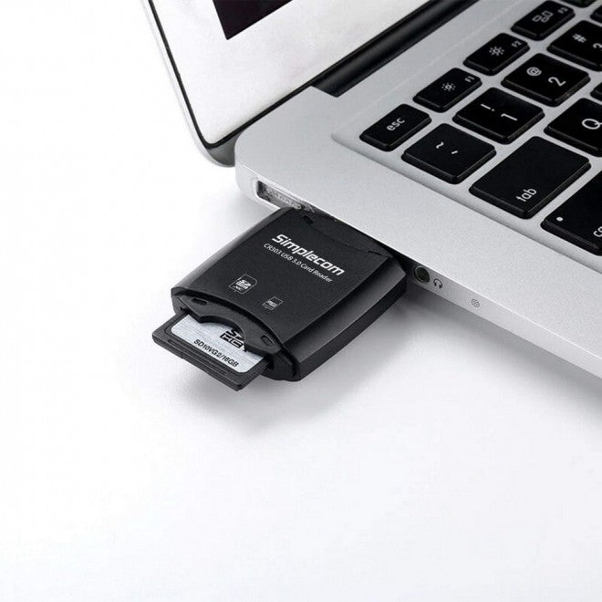 Simplecom CR303 2 Slot SuperSpeed USB 3.0 Card Reader with Dual Caps -Black image 3