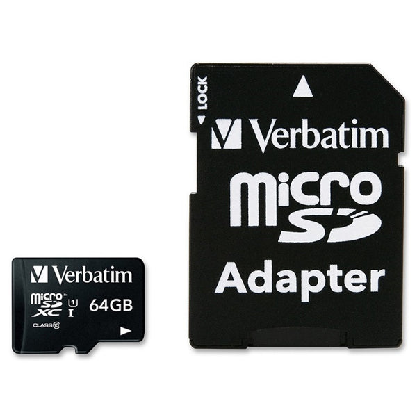 Verbatim 64GB Micro SDXC Card Class 10 UHS-I With Adaptor Up to 45MB/Sec 300X re image 0
