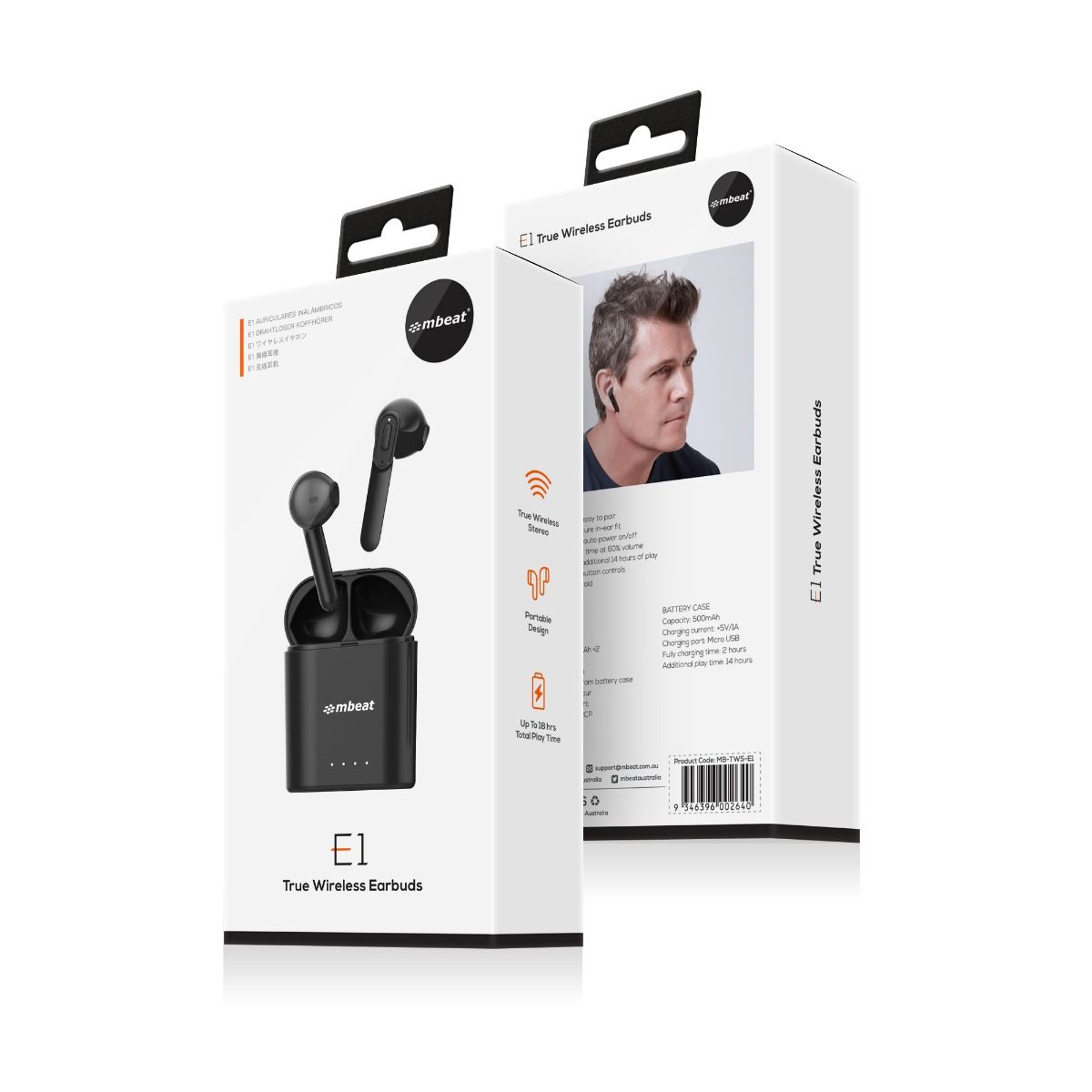 mbeat® E1 True Wireless Earbuds/Earphones - Up to 4hr Play time, 14hr Charge Ca image 3