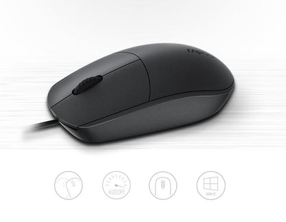 RAPOO N100 Wired USB Optical 1000DPI Mouse Black - No Driver Required/ Designed image 1