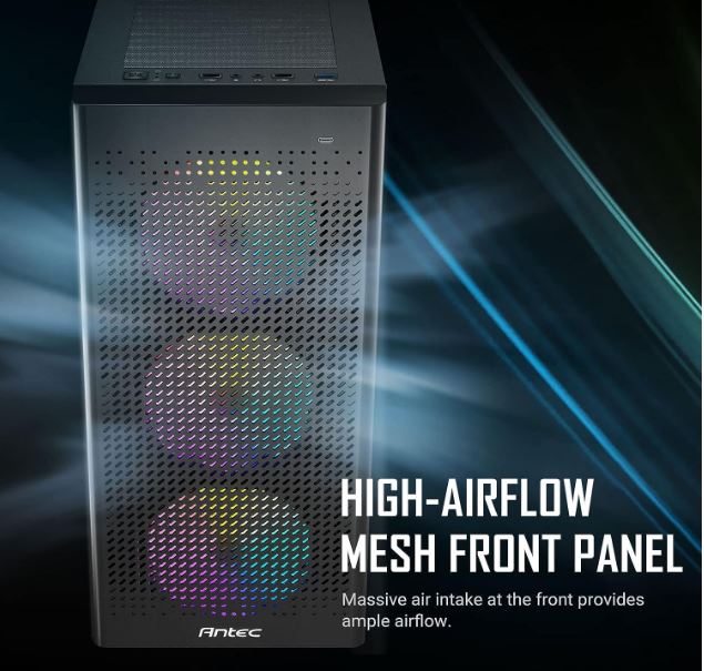 Antec NX500M mATX, Mesh, USB-C, 3x ARGB 120mm, USB 3.0, HD Audio, 360mm Radiator image 2
