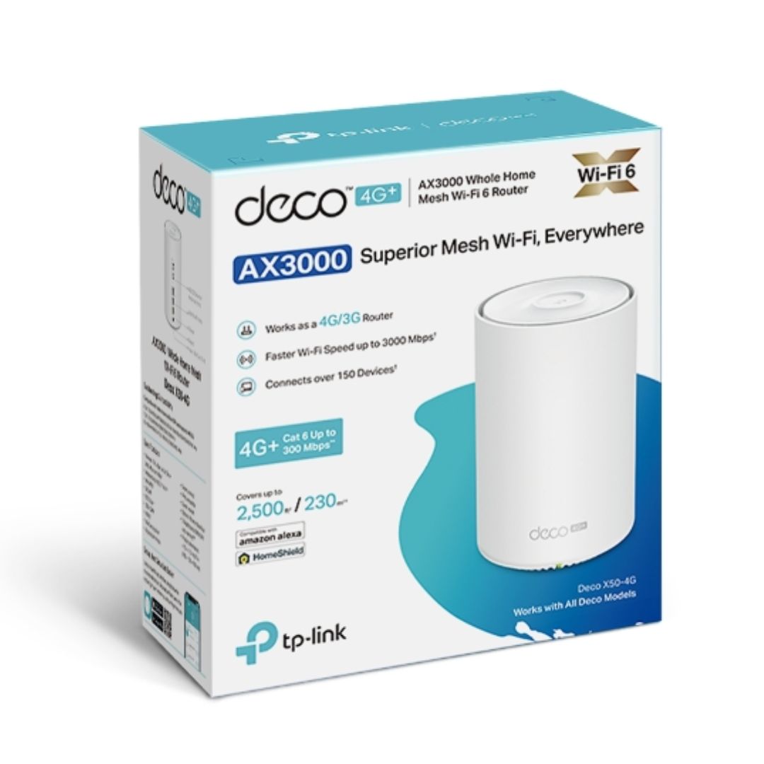 TP-Link Deco X50-4G(1-pack) 4G+ AX3000 Whole Home Mesh Wi-Fi 6 Router, Build-In image 1