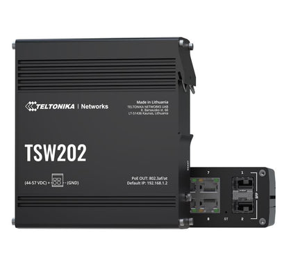 Teltonika TSW202 Managed PoE+ Ethernet Switch, Supports Profinet, 2 SFP Ports, 8 image 0