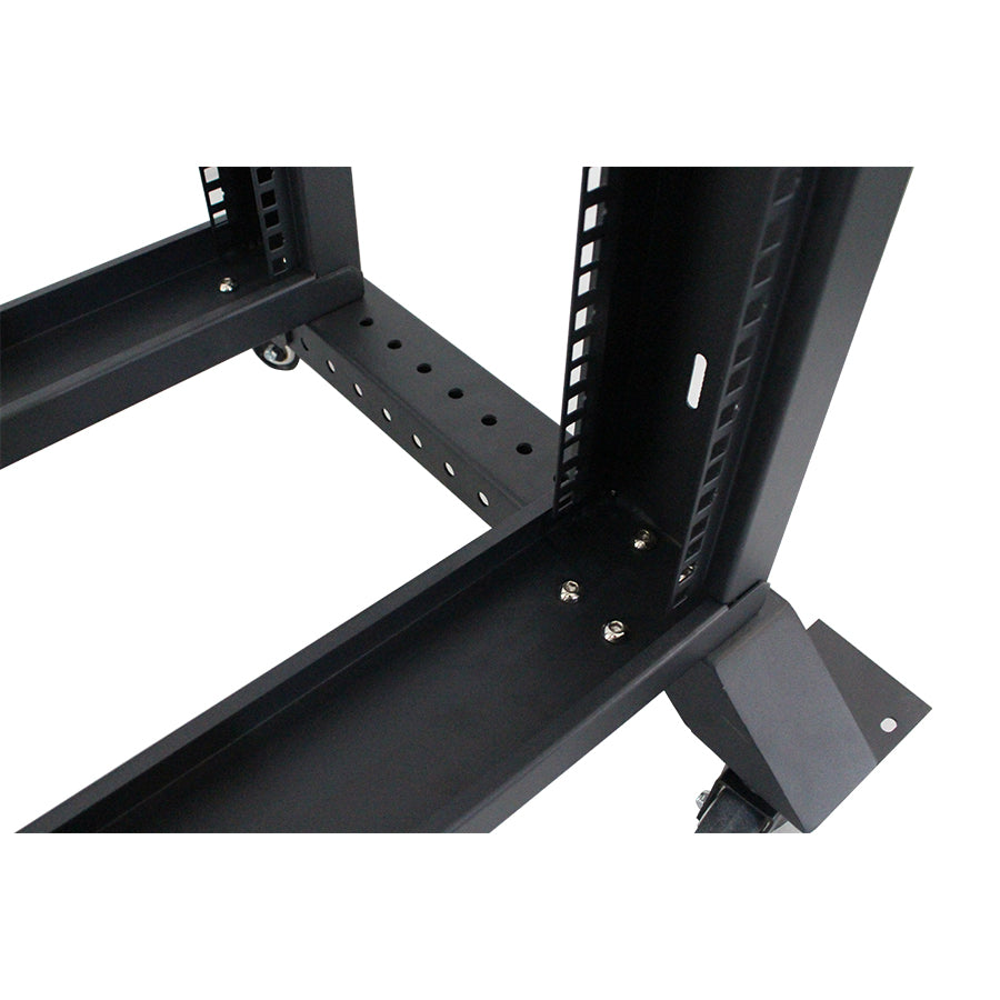 LDR Flat Packed 22U 2-Post Open Frame Rack, Black Metal Construction image 3