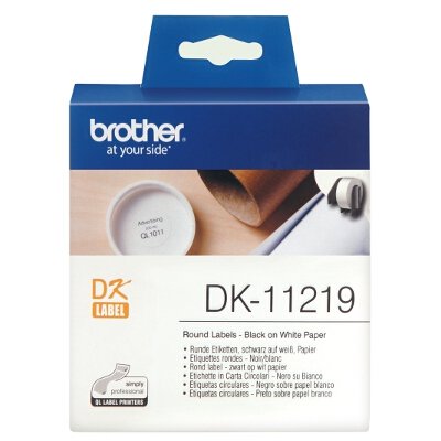 Brother DK-11219 White round die-cut labels 12mm diameter 1000 labels per roll image 0