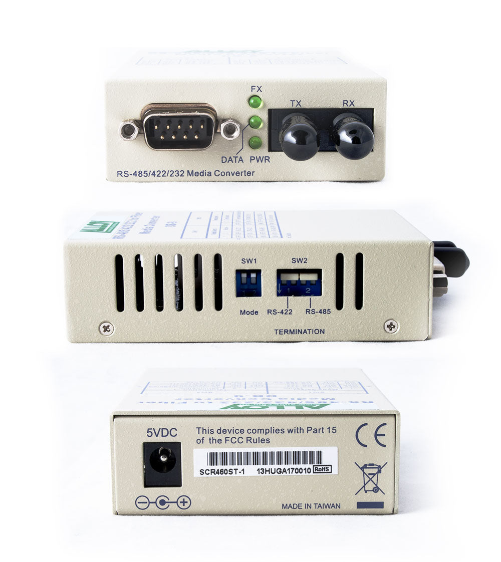 Alloy SCR460ST-1  RS-232/422/485 Serial DB-9 to Multimode Fibre Converter. Max. image 1