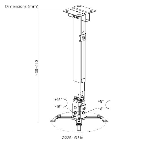 Brateck PRB-2G Universal Wall&Celing Projector Bracket (LS) image 2