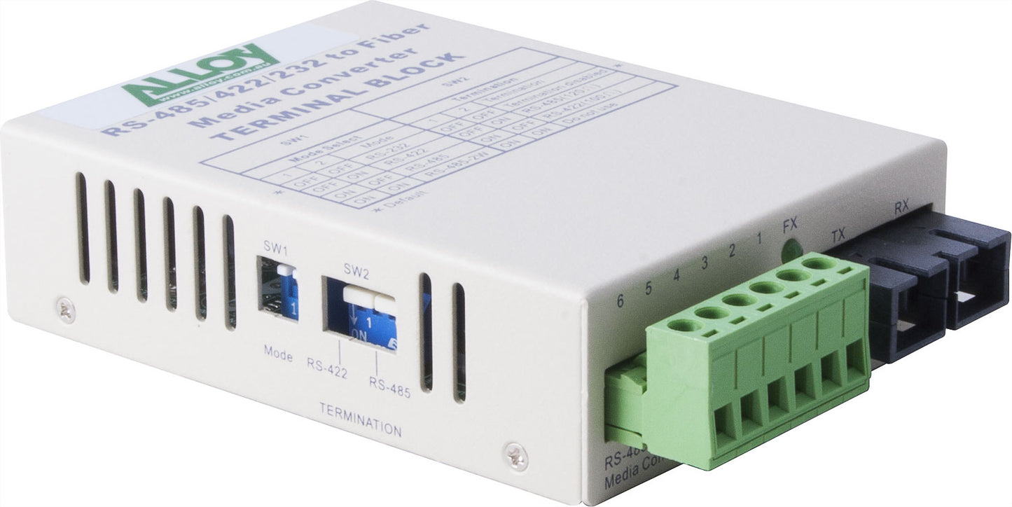 Alloy SCR460SC-4 RS-232/422/485 Serial Terminal to Single Mode Fibre Converter. image 0