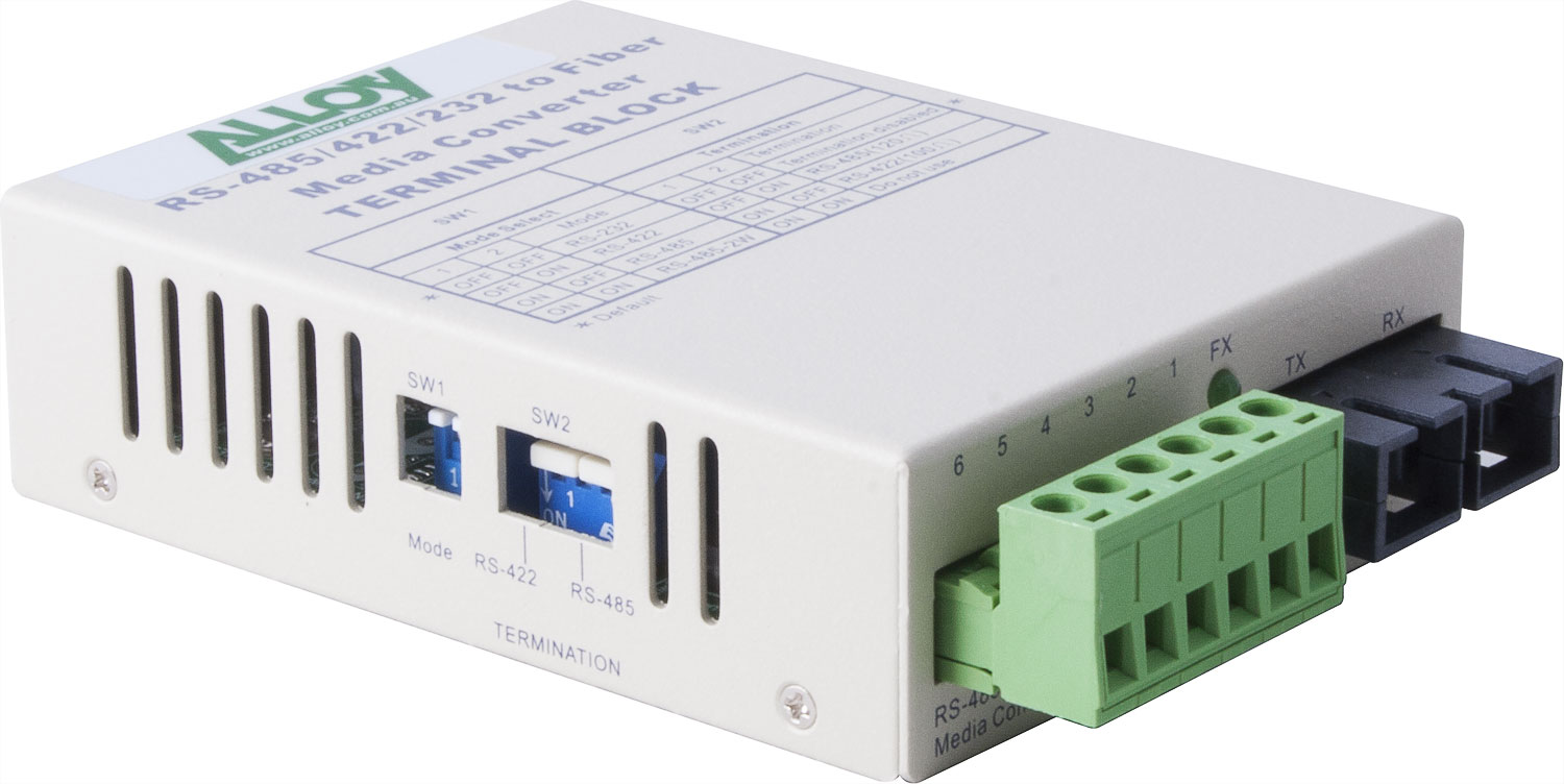 Alloy SCR460SC-4 RS-232/422/485 Serial Terminal to Single Mode Fibre Converter. image 0
