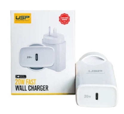 USP 20W USB-C PD Fast Wall Charger White - Extremely Compact Plug Makes It Ideal image 0