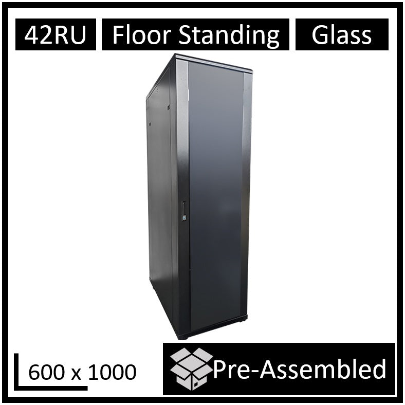 LDR Assembled 42U Server Rack Cabinet (600mm x 1000mm) Glass Door, 1x 8-Port PDU image 0