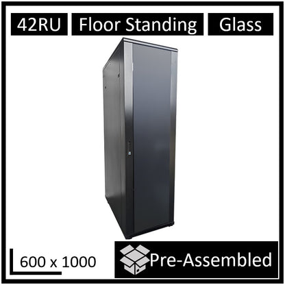 LDR Assembled 42U Server Rack Cabinet (600mm x 1000mm) Glass Door, 1x 8-Port PDU image 0