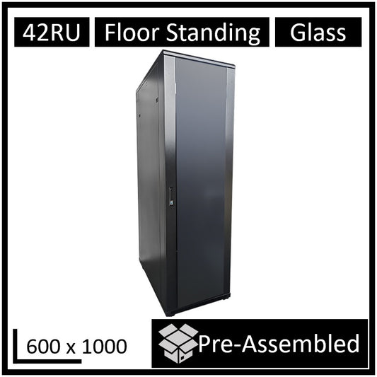 LDR Assembled 42U Server Rack Cabinet (600mm x 1000mm) Glass Door, 1x 8-Port PDU image 0