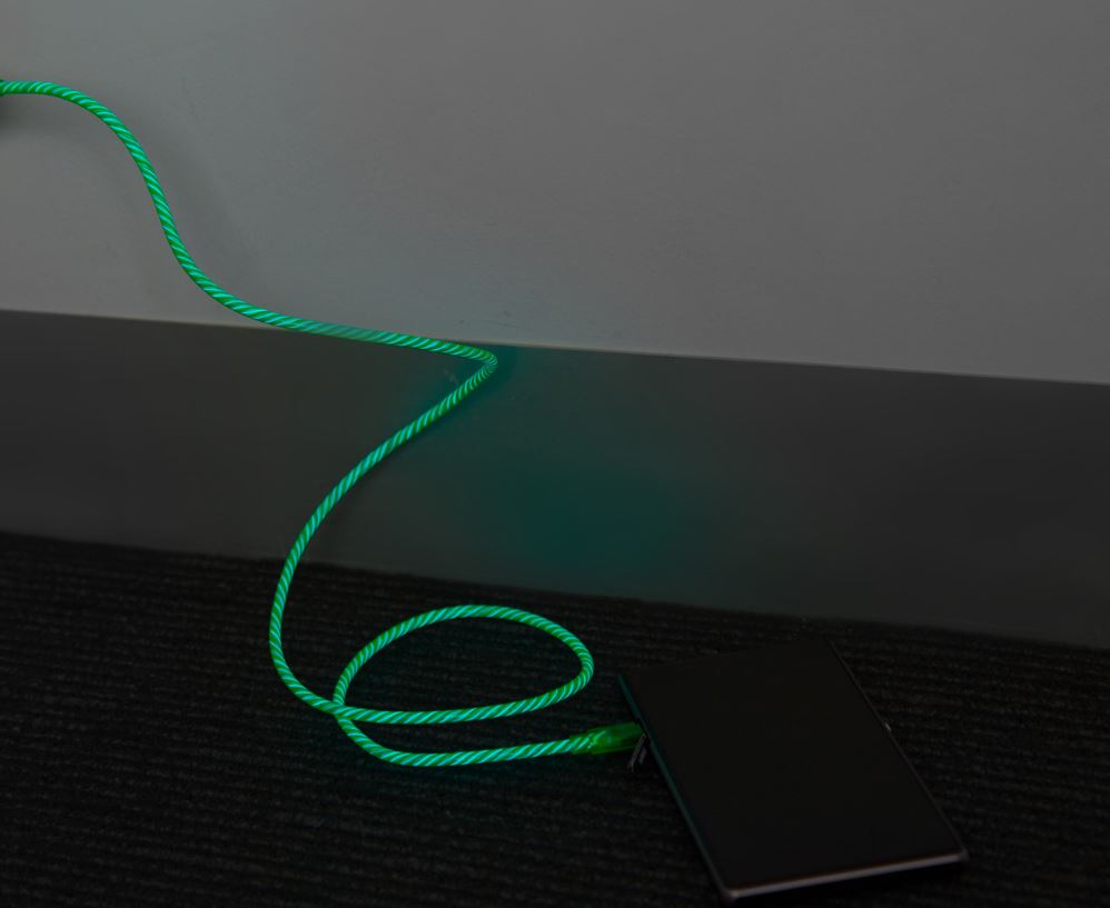 Astrotek 1m LED Light Up Visible Flowing Micro USB Charger Data Cable Green Char image 3