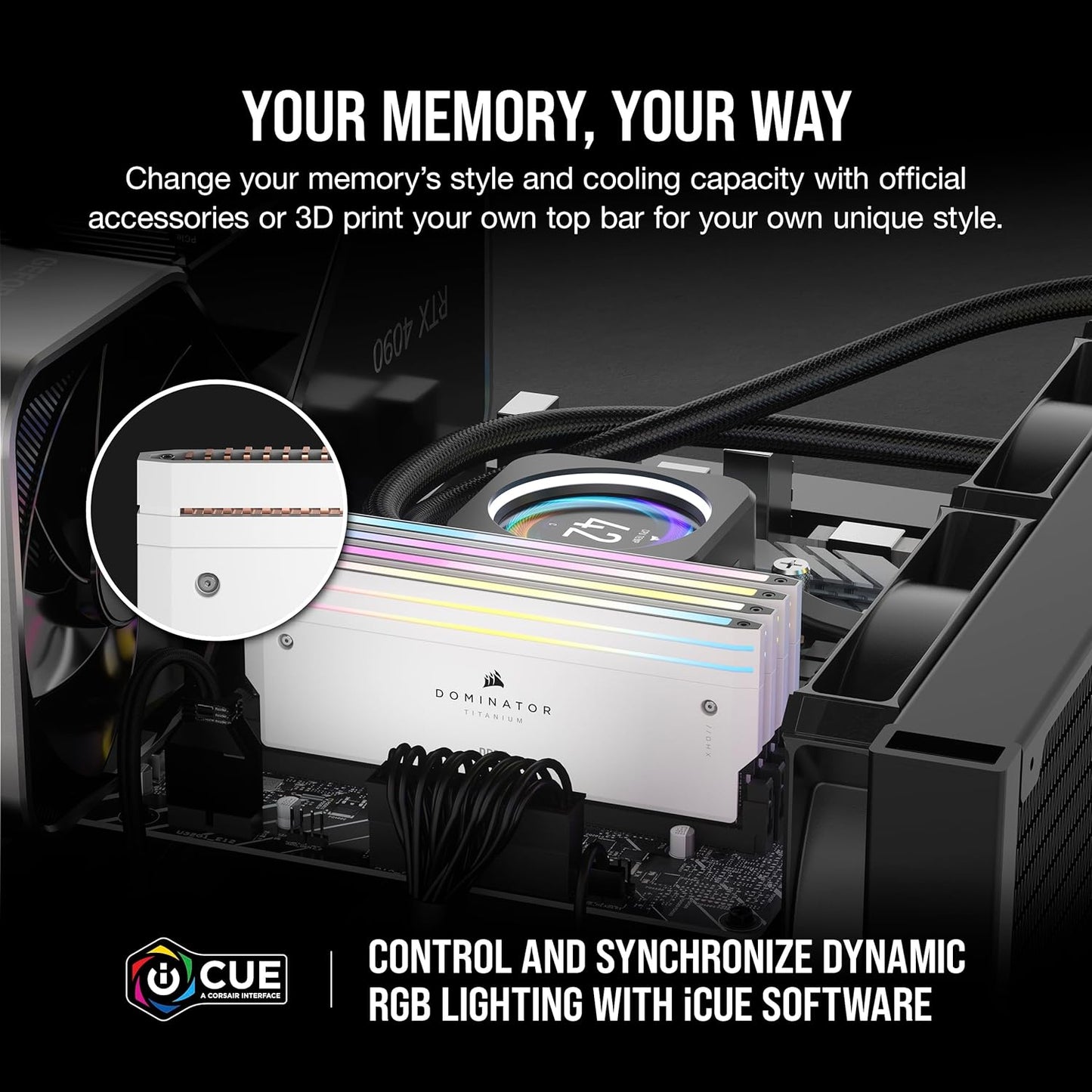 Corsair DOMINATOR® TITANIUM RGB 32GB (2x16GB) DDR5 DRAM 7200MT/s CL34 Intel XMP image 2