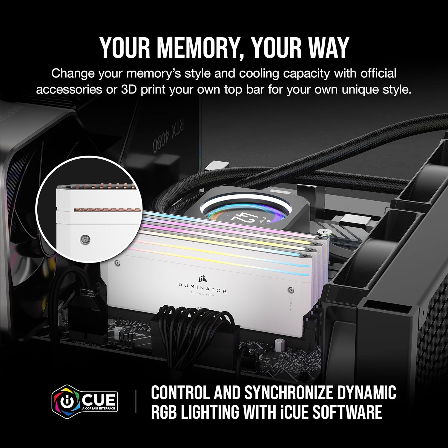Corsair DOMINATOR® TITANIUM RGB 32GB (2x16GB) DDR5 DRAM 7200MT/s CL34 Intel XMP image 2