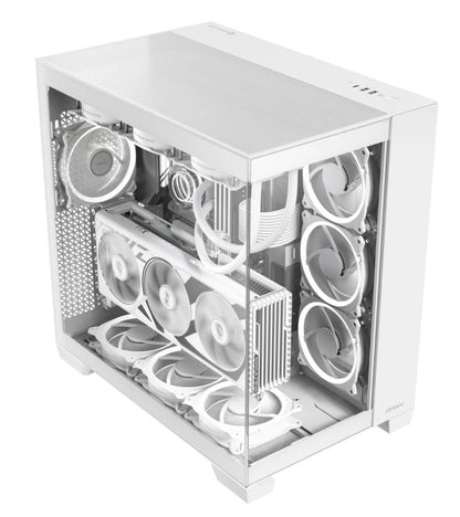 Antec C8 Aluminum White E-ATX Seamless Edge View Front and Side, USB-C, 4mm Temp image 0
