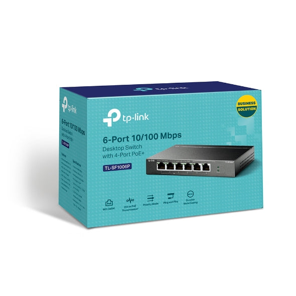 TP-Link TL-SF1006P 6-Port 10/100Mbps Desktop Switch with 4-Port PoE+, Up To 67W image 0