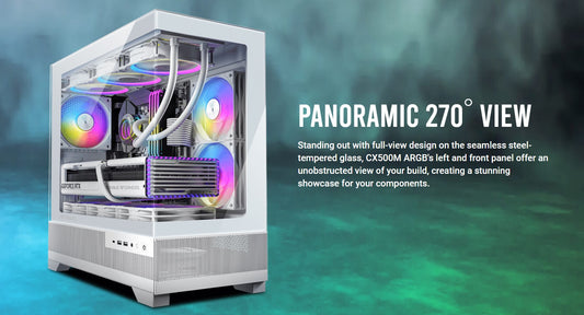 Antec CX500M ARGB White Seamless  mATX, ITX, USB-C, Up to 6 Fans. 3 x RGB includ image 0
