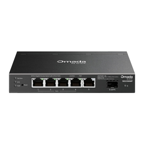 TP-Link SG2206MP Omada Access 6-Port Gigabit Switch with 4-Port PoE+ image 0