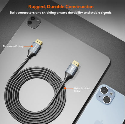 mbeat Tough Link 1.8m 16K DP to DP Cable - Space Grey 40Gbps 180cm × 2.2cm × 1 image 3