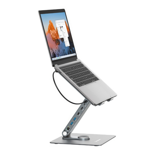 Simplecom CHT660 Adjustable Aluminium Laptop Stand with 6-Port USB-C Docking Sta image 1