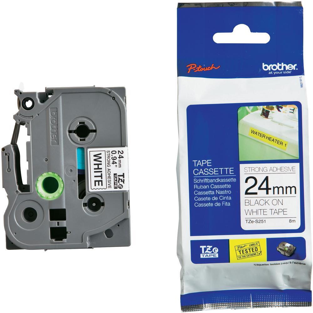 Brother 24MM Black White Tape Strong Adhesive TZE Tape image 0