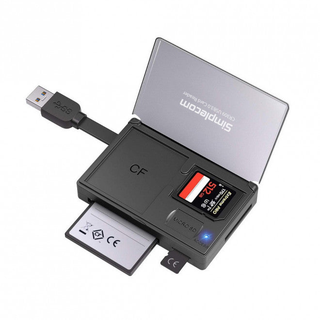Simplecom CR309 3-Slot SuperSpeed USB 3.0 Card Reader with Card Storage Case image 0