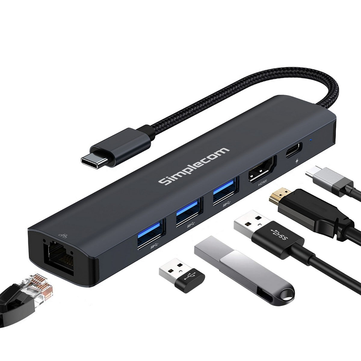 Simplecom CHN560 USB-C SuperSpeed 6-in-1 Multiport Adapter Docking Station image 0
