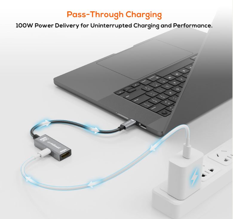 mbeat Tough Link USB-C to HDMI Adapter with 100W PD - Space Grey  5V-20V/5A, 100 image 3