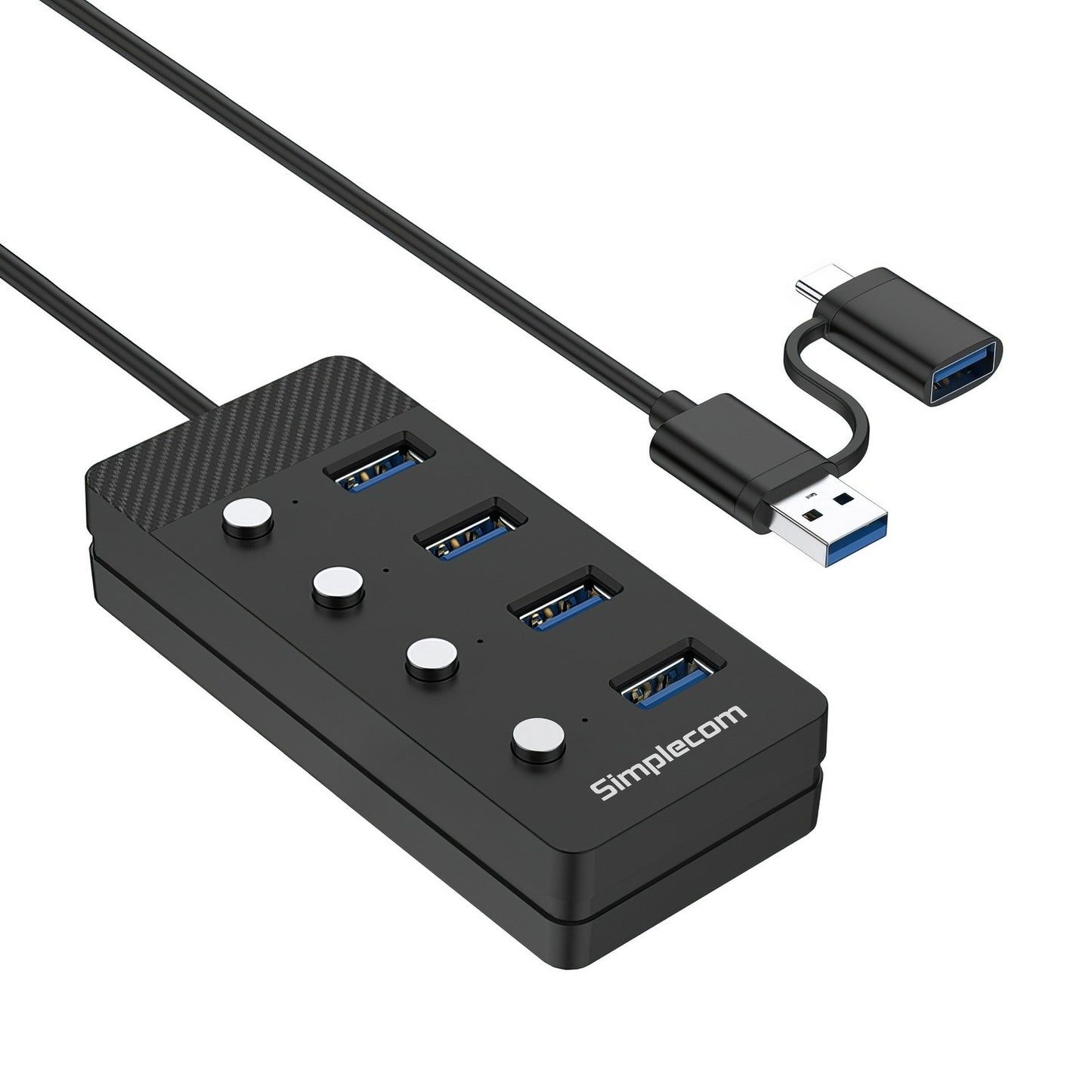 Simplecom CH345C SuperSpeed USB-A and USB-C to 4-Port USB 3.0 Hub 5Gbps Individu image 1