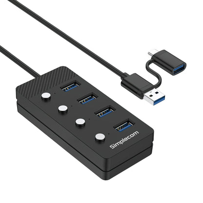 Simplecom CH345C SuperSpeed USB-A and USB-C to 4-Port USB 3.0 Hub 5Gbps Individu image 1