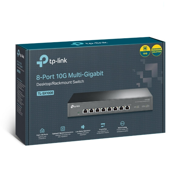 TP-Link TL-SX1008 8-Port 10G Desktop/Rackmount Switch, 160Gbps, Intelligent Fan image 0