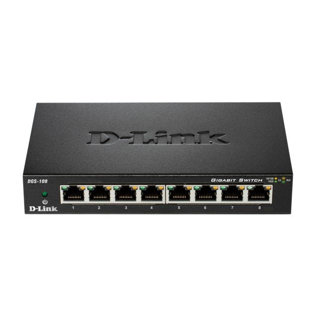 D-Link DGS-108 - 8-Port Gigabit Desktop Switch (Metal Housing) image 0