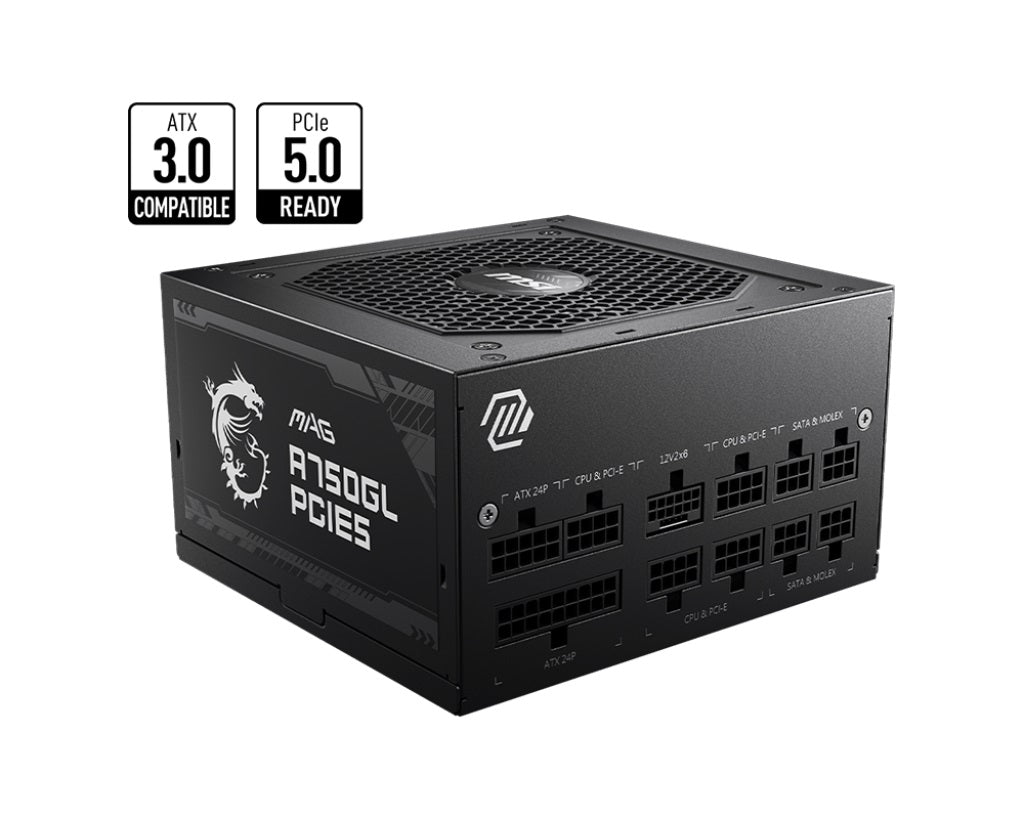 MSI MAG A750GL PCIE5 750W Up to 90% (80 Plus Gold) ATX Power Supply Unit, PFC, 1 image 0